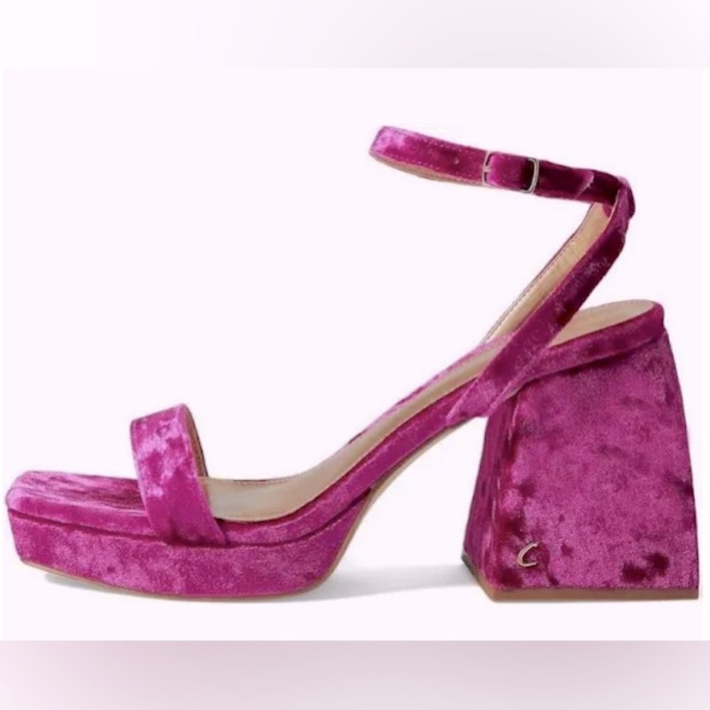 Circus by Sam Edelman Dark Magenta Velvet Platform Block Heel Sandals Size 7